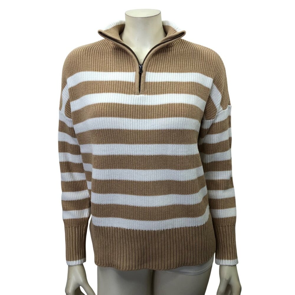 Lands' End Women's Quarter Zip Cotton Sweater Lg NWT